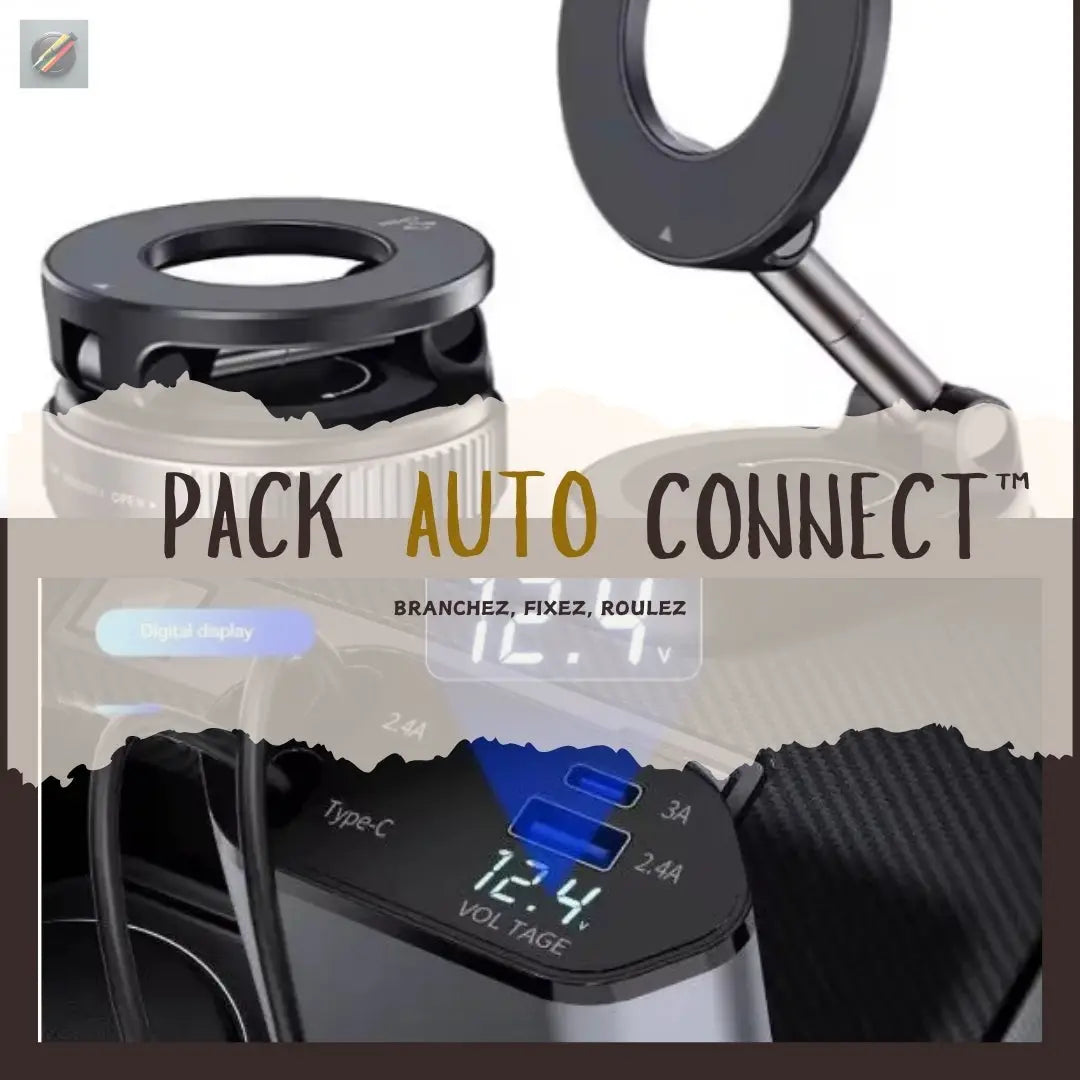 Pack support de telephone + chargeur rectractable